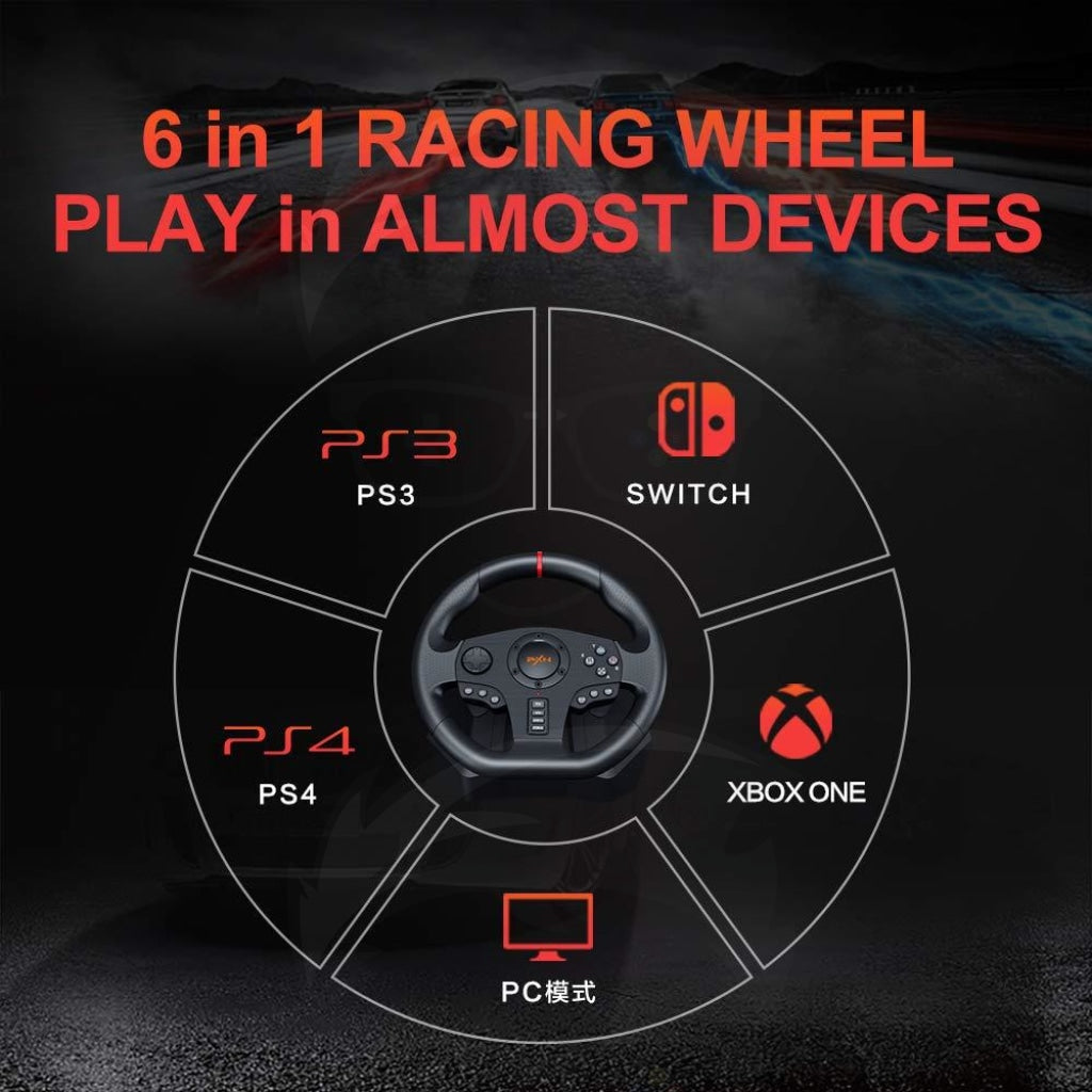 Pxn - V900 900 Degree Racing Game Steering Wheel Black Pxn - V900 900 Degree Racing Game Steering Wheel Black